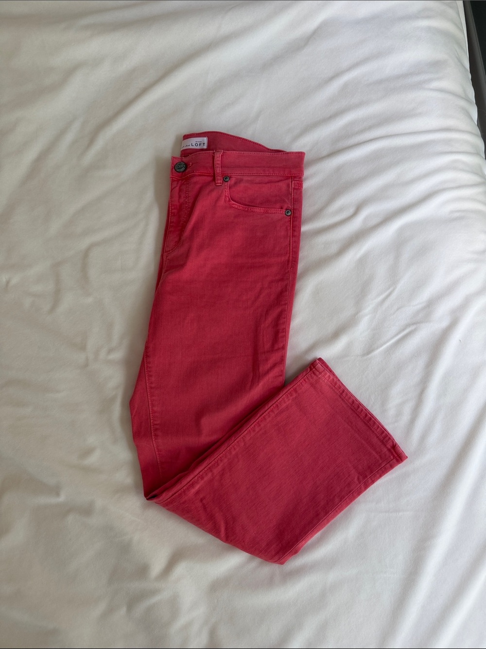 LOFT Cherry Pink Ankle Crop Slim Jeans